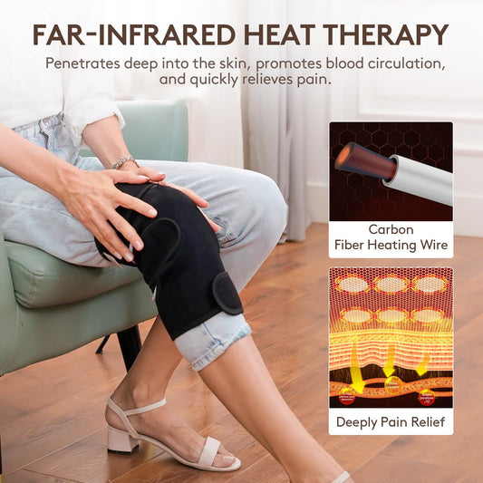 UTK knee pad showing three heat settings and timer options for comfort.