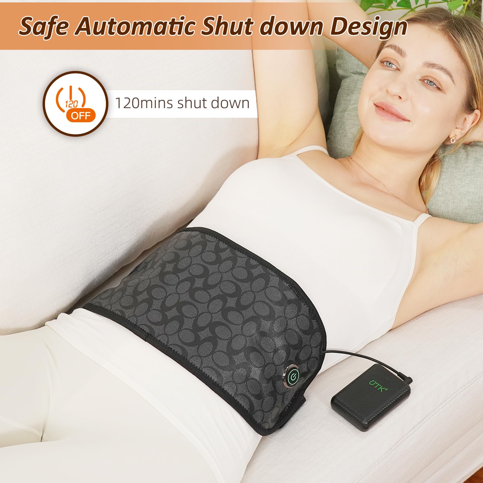 UTK belt with three heat settings for personalized comfort.