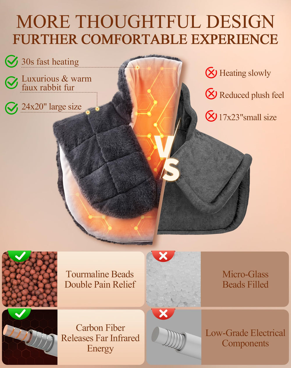 UTK weighted design with tourmaline balls enhancing fit and warmth