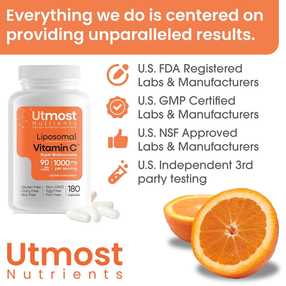 Utmost Nutrients 90-day supply shown with 180 capsules.