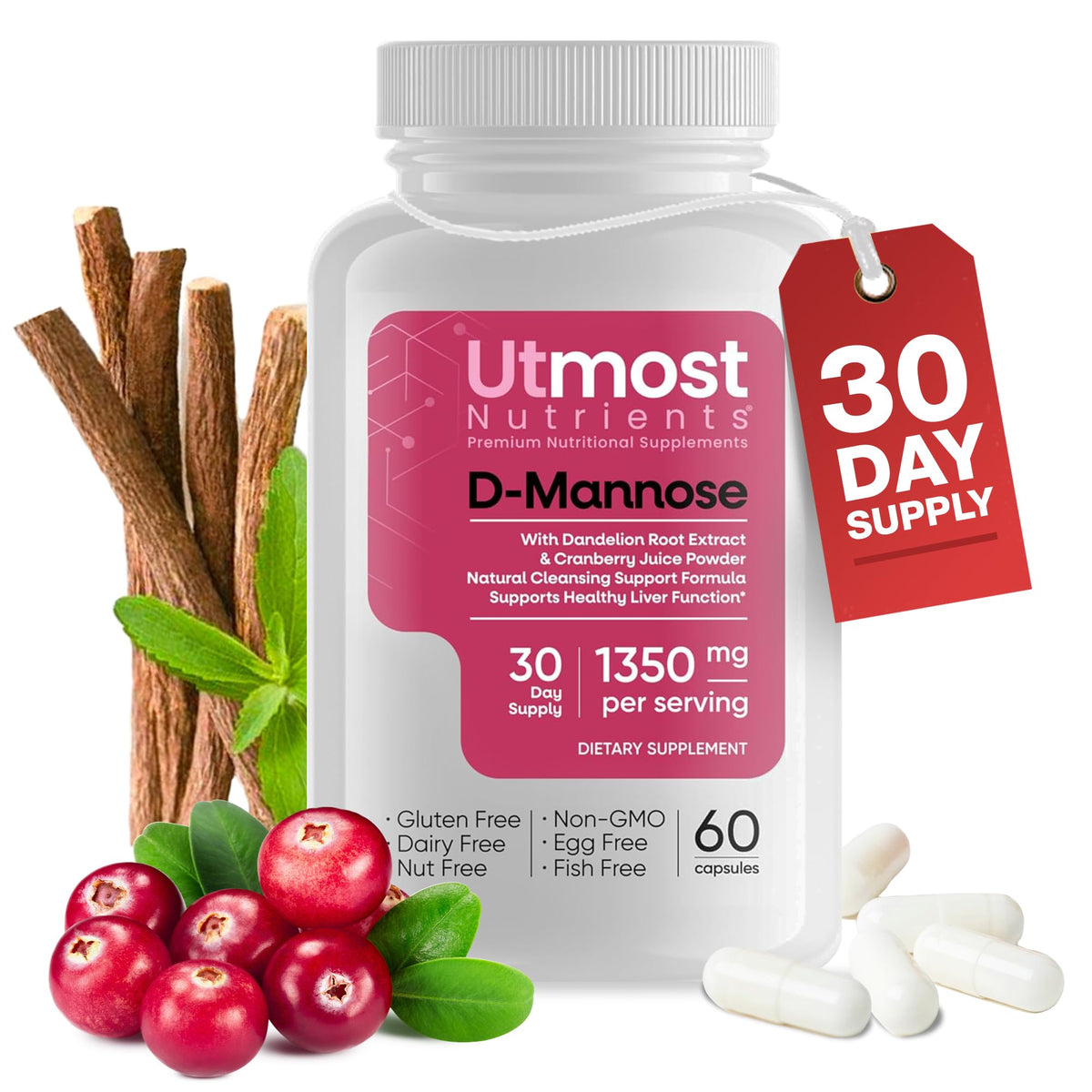Utmost Nutrients Urinary Defense D-Mannose bottle front for daily use