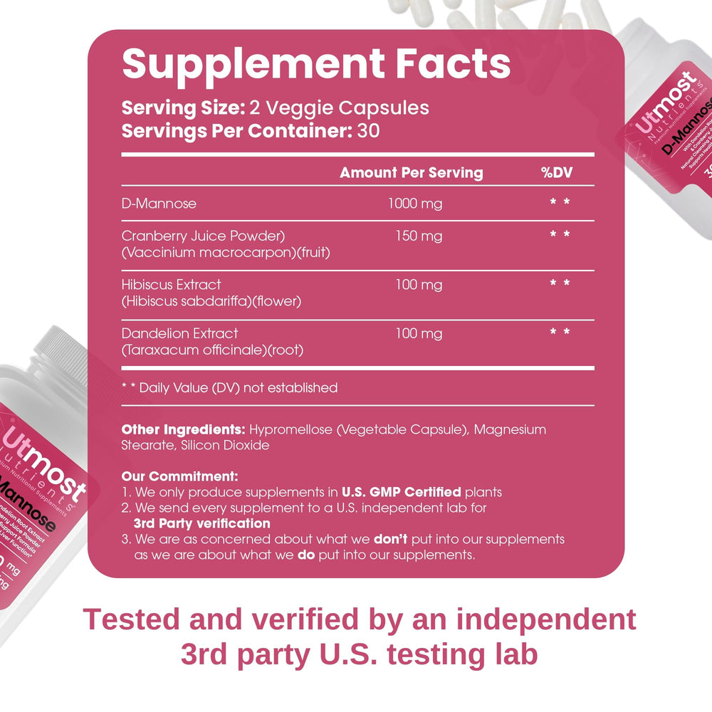 Utmost Nutrients Urinary Defense ingredients label highlights key components