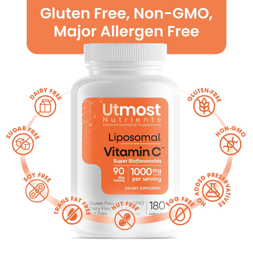 Utmost Nutrients U.S. made badge and third-party testing seal.