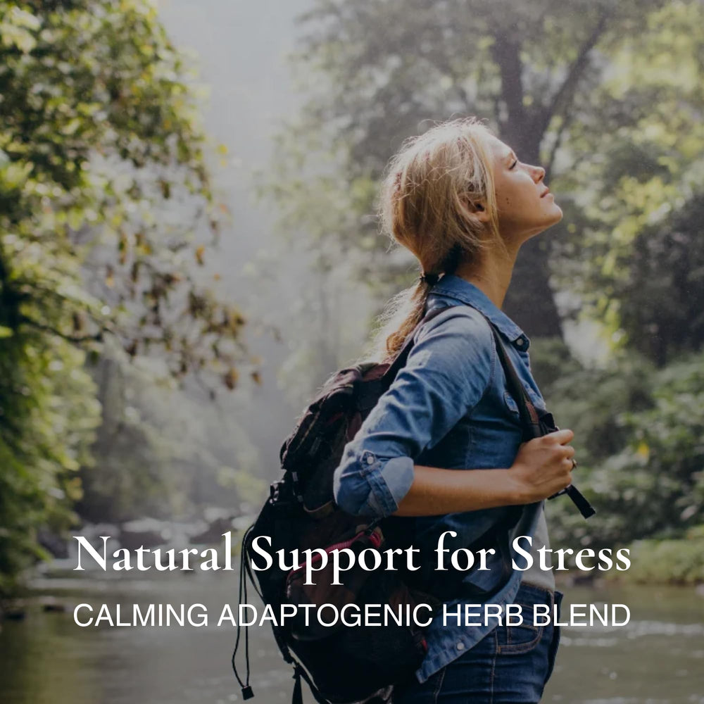 Utzy Naturals Adapto-Calm with Ashwagandha highlights calm energy.
