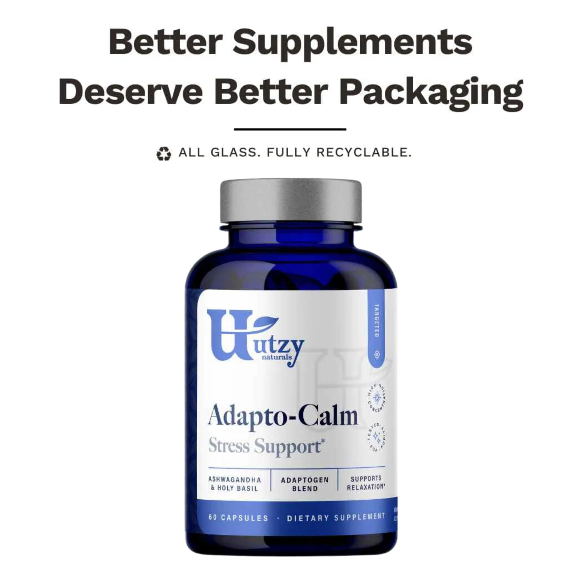 Utzy Naturals Adapto-Calm sustainable packaging supports eco-friendly choices.