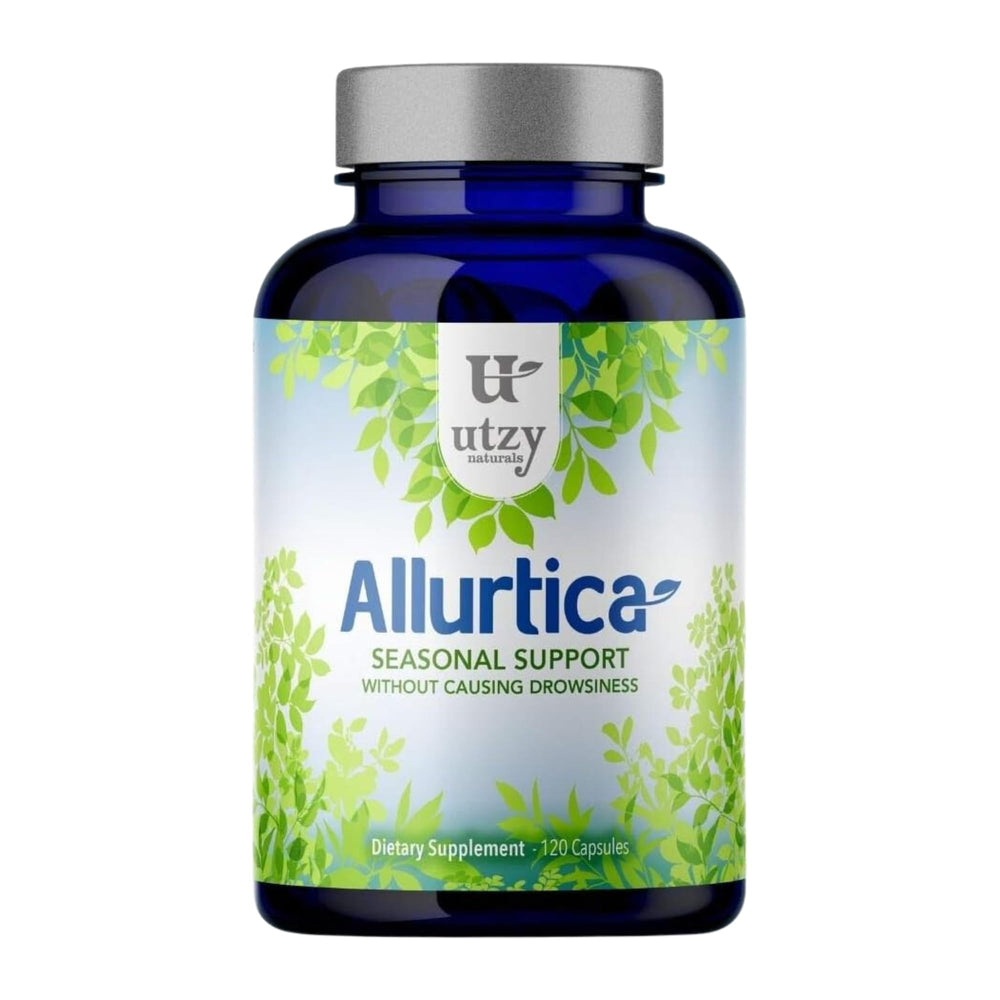 Utzy Naturals Allurtica bottle on a clean surface for easy daily seasonal support