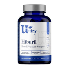 Utzy Naturals Hiburil bottle on countertop for daily wellness support
