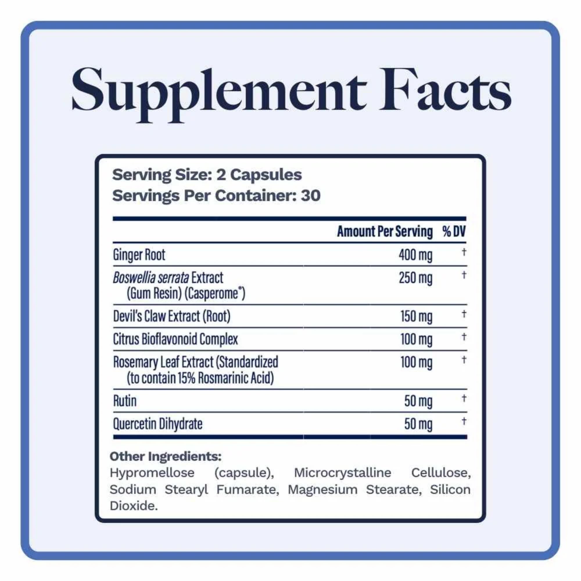 Inflavinol capsules closeup for convenient daily joint support.