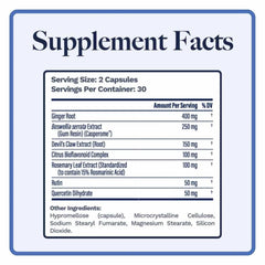 Inflavinol capsules closeup for convenient daily joint support.