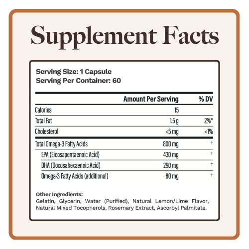 Utzy Naturals Omega-3 bottle back label shows ingredients and guidance.