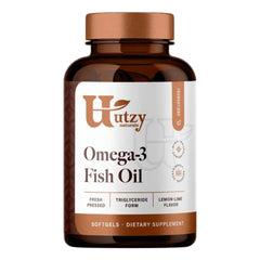 Utzy Naturals Omega-3 bottle front for daily wellness.