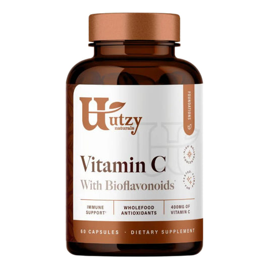 Utzy Naturals Vitamin C Complex bottle with capsules for daily antioxidant support