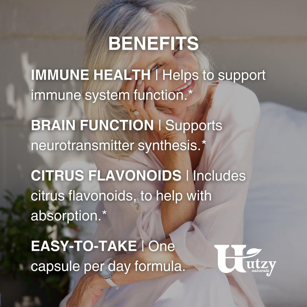 Utzy Naturals Vitamin C Complex package reflects USA-made quality