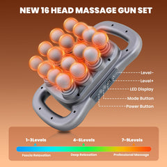 Uvappit 16-head massager in use on back and shoulders for relief.