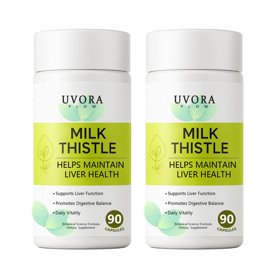 uvora Milk Thistle Detox bottle supports daily wellness with a clean, modern design.
