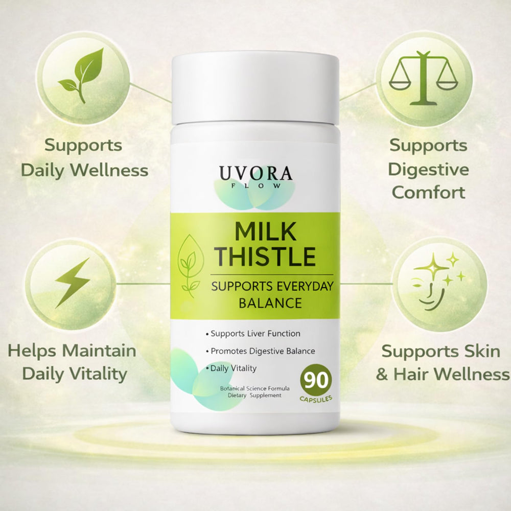 Uvora Milk Thistle Detox capsules ready for daily use promoting healthy digestion.