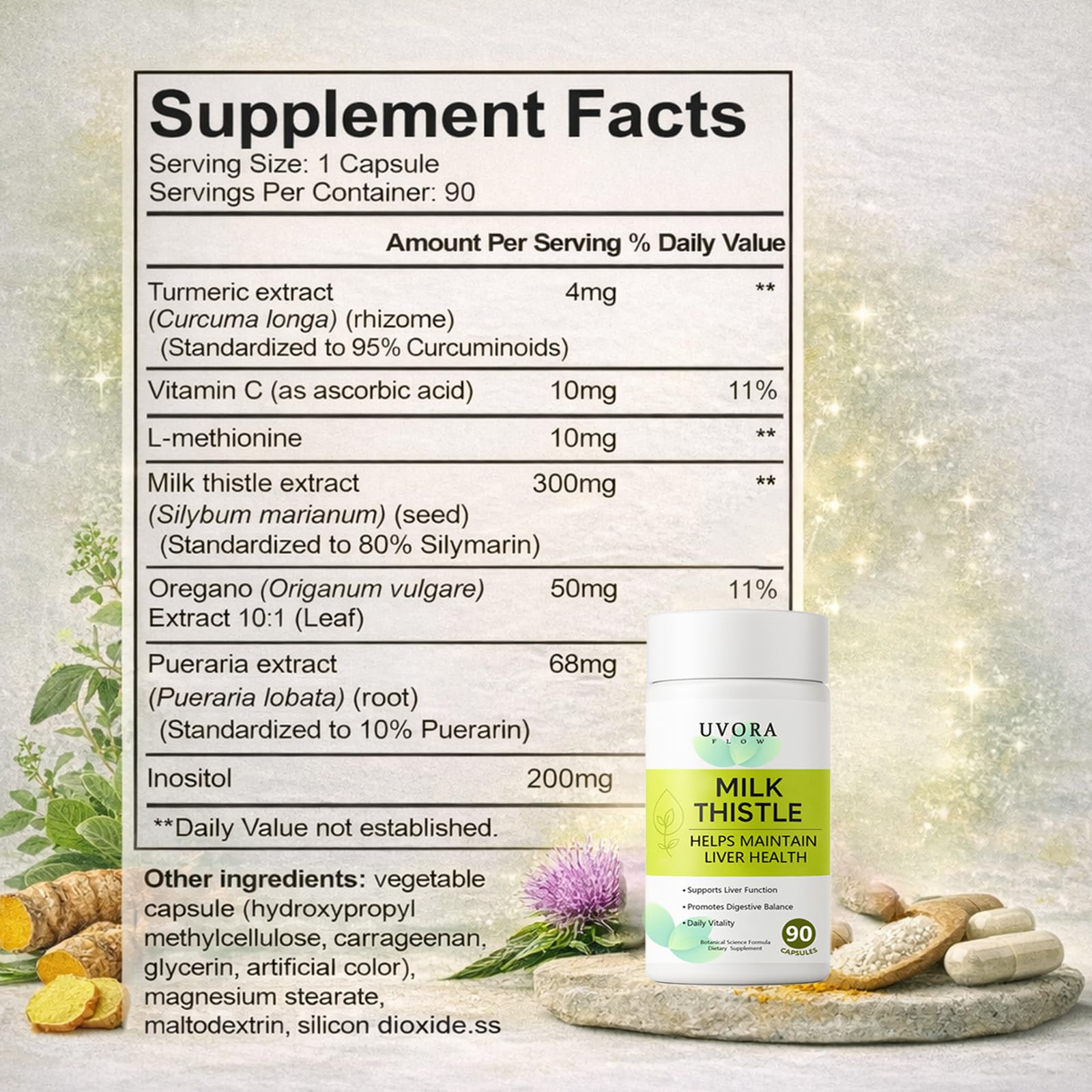 Uvora product closeup highlights clean, filler-free formula.