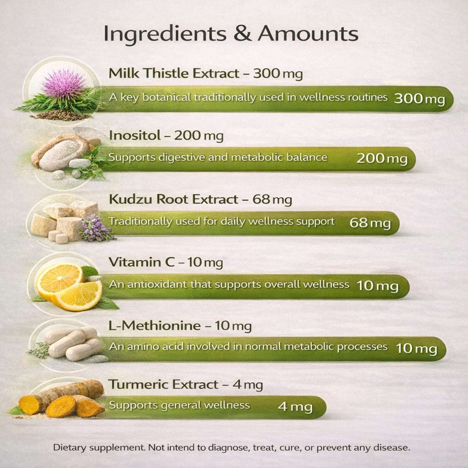 uvora Milk Thistle Detox label shows ingredients at a glance.