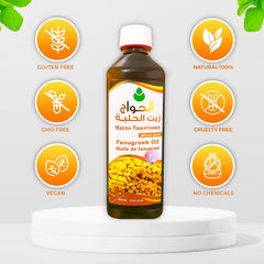 UVUBXT Fenugreek oil bottle used as massage carrier oil.