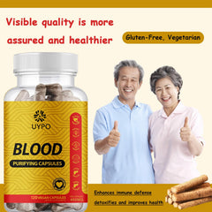 UYPO Blood Purifying Capsules two-capsule serving shown as daily supplement option.