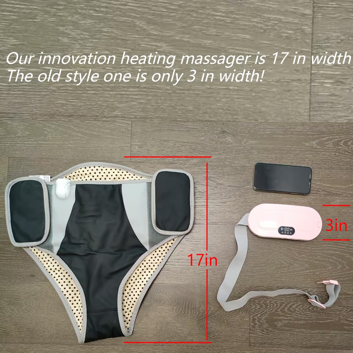 V DDHoger belly hip massage pad with 360 heat for soothing ease.
