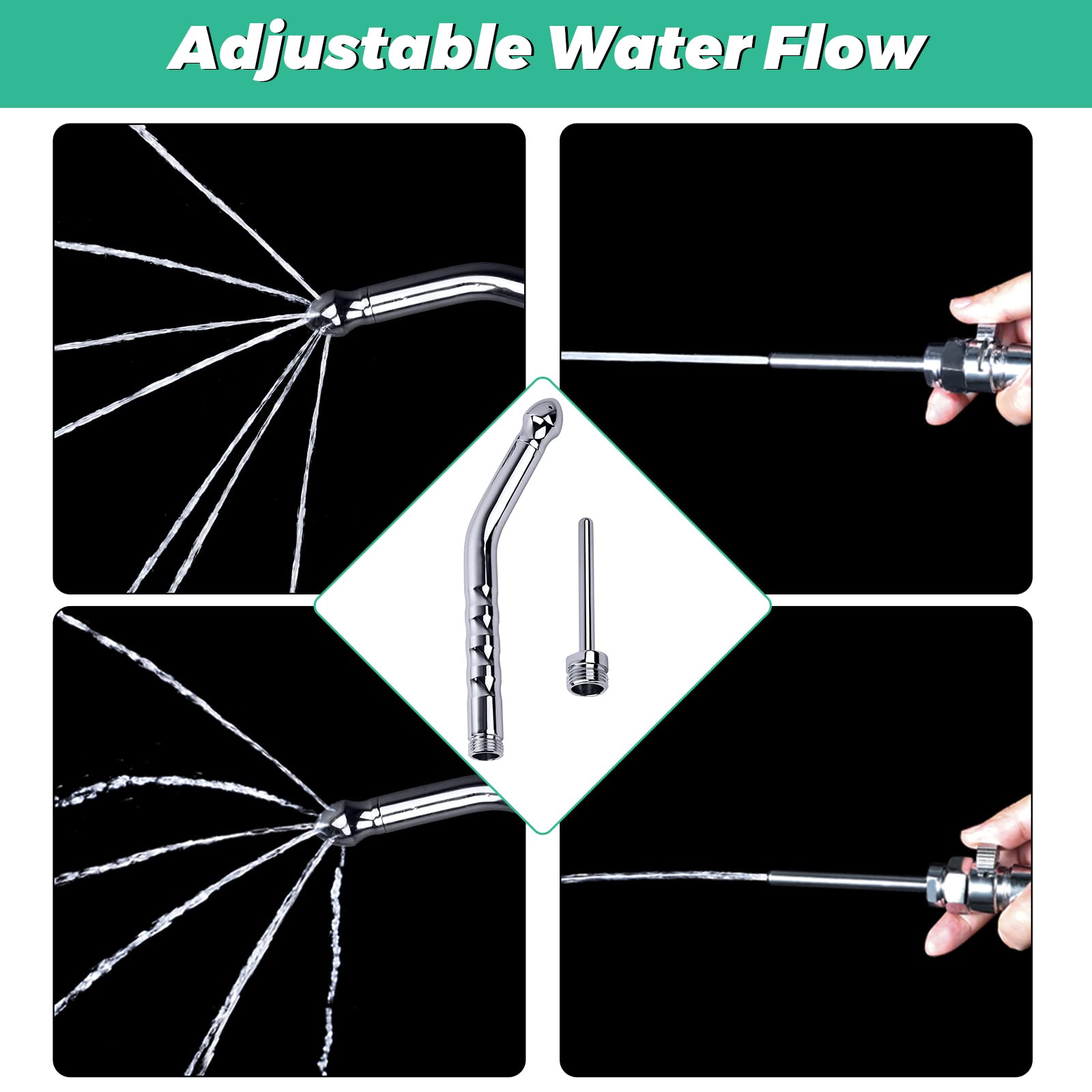 V-Frankness eight-foot stainless hose stays flexible during use.