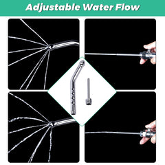 V-Frankness eight-foot stainless hose stays flexible during use.