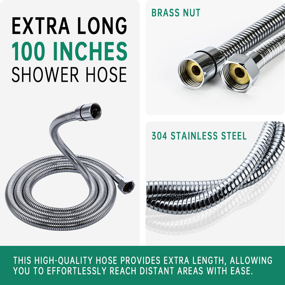 V-Frankness 304 stainless steel hose resists rust and tangling.