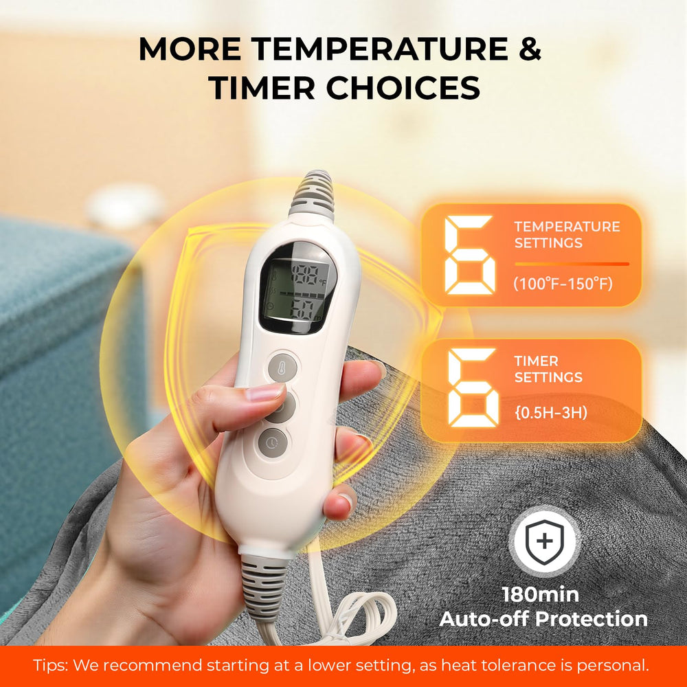 VAAGHANM heating pad displaying 6 auto-timer options for session control
