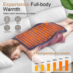 VAAGHANM heating pad showing six temperature level controls for personalized warmth