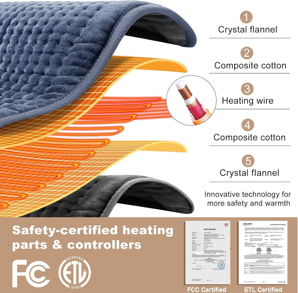VAAGHANM heating pad with ultra-soft flannel surface for skin comfort