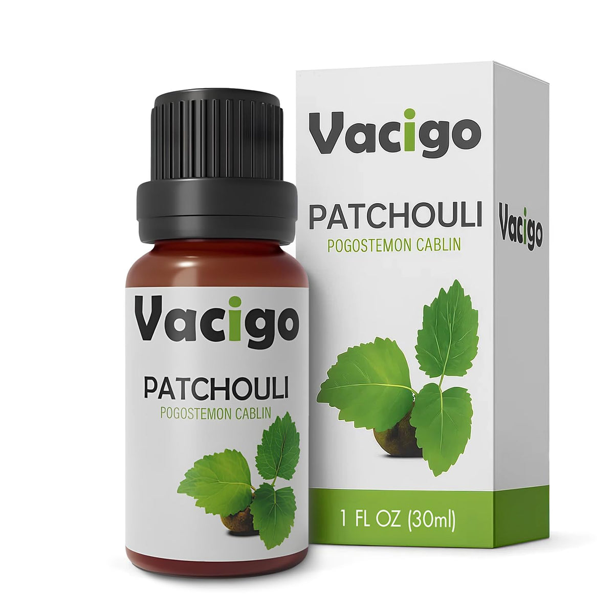 VACIGO Organic Patchouli Oil bottle for diffusion and calming atmosphere