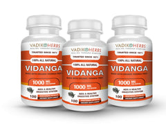 Vadik Herbs Vidanga powder bottle—organic formulation for daily skin support and digestive wellness