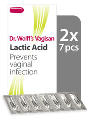 Vagisan Lactic Acid pessary packaging for convenient home use and handling.