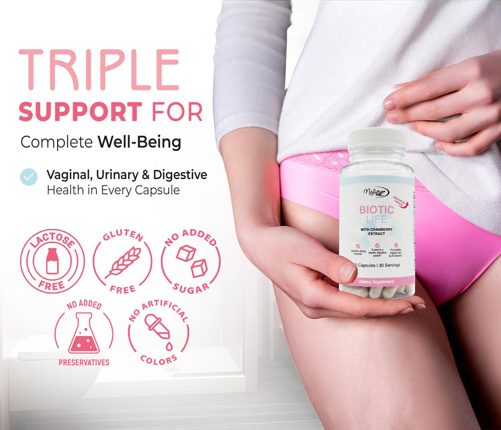 BioticLife bottle with label showcasing lactose-free and gluten-free features.