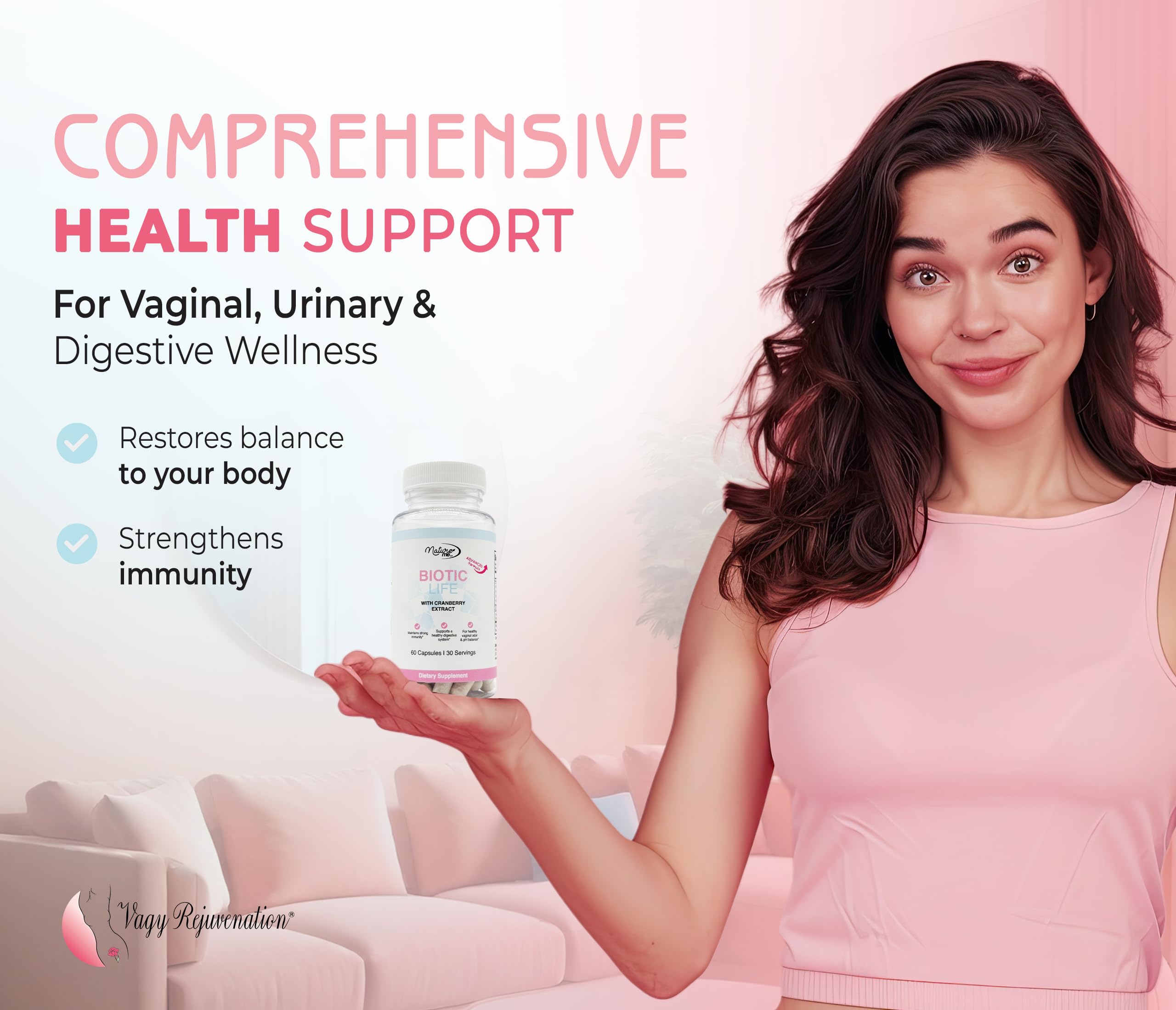 Cranberry extract visual emphasizing urinary health support with BioticLife.