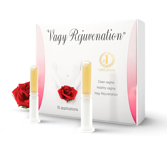 Vagy Rejuvenation herbal gel packaging with disposable applicators for discreet home use.