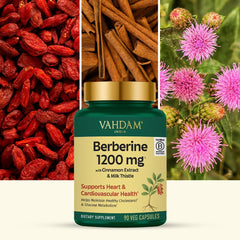 VAHDAM Berberine vegan and gluten-free packaging badge for purity