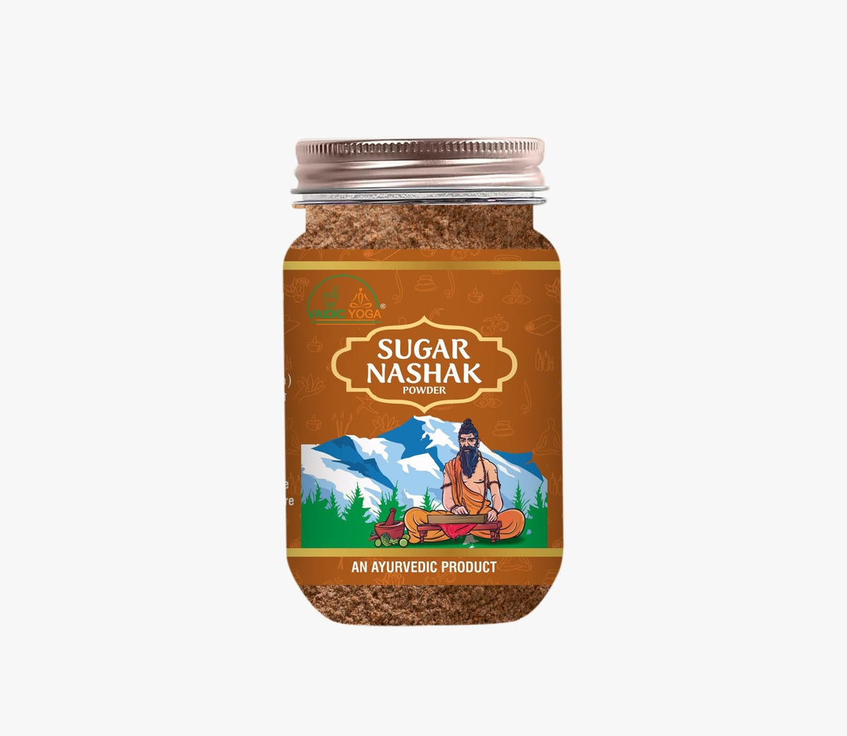 Vaidic Yoga Sugar Nashak Powder tin with scoop for daily vegan wellness