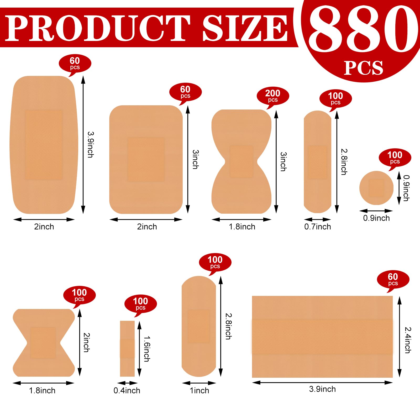VAIPI 880 long strip bandages cover larger minor wounds efficiently.
