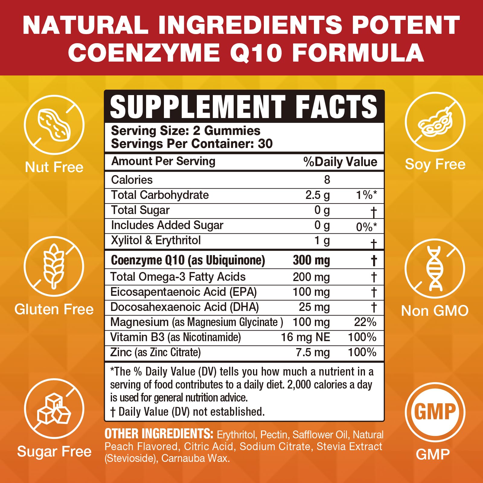 VAJYKEWJY CoQ10 Gummies label highlighting ingredients and benefits.