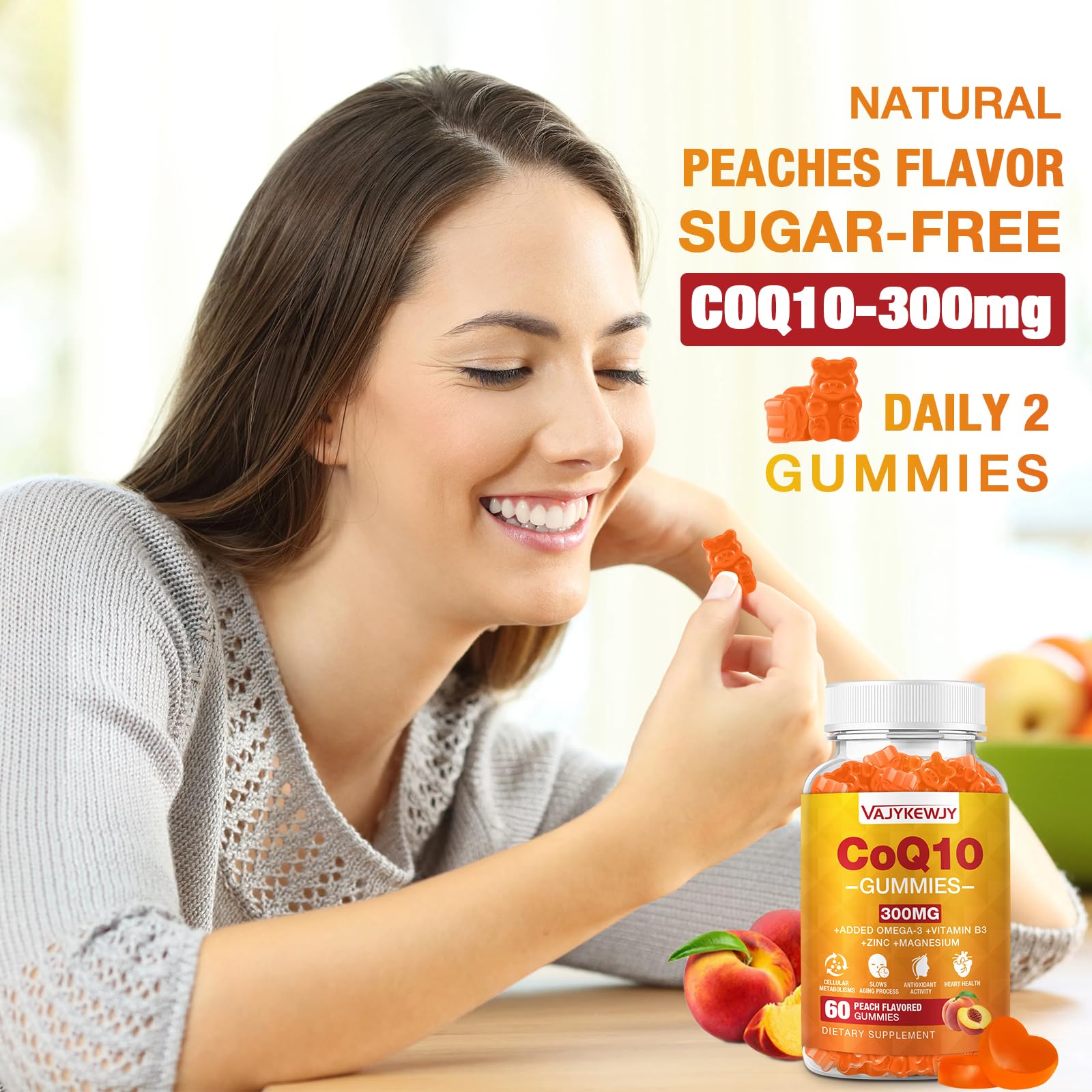 VAJYKEWJY CoQ10 Gummies vegan pectin base.