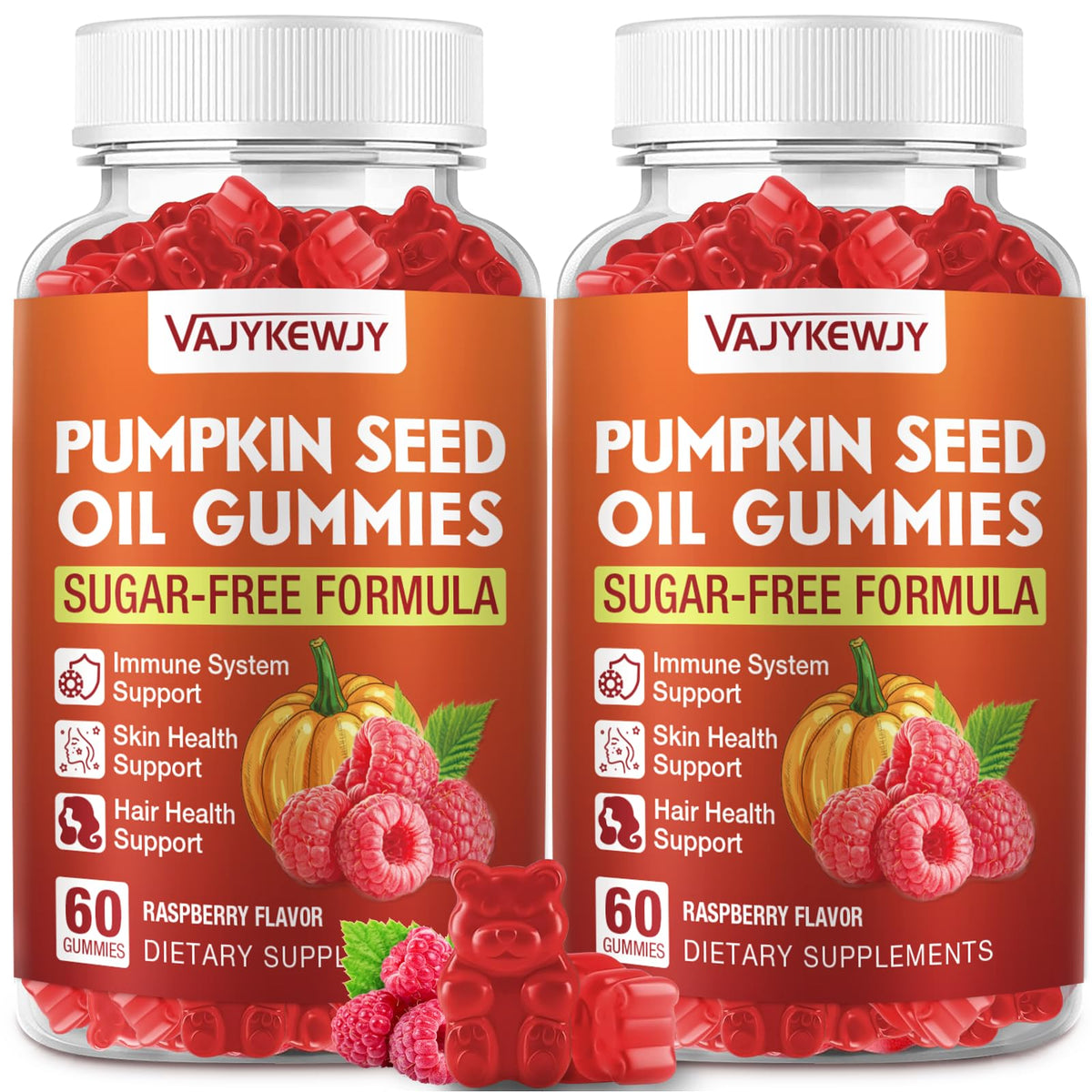 VAJYKEWJY pumpkin seed oil gummies bottle for daily hair and skin nourishment