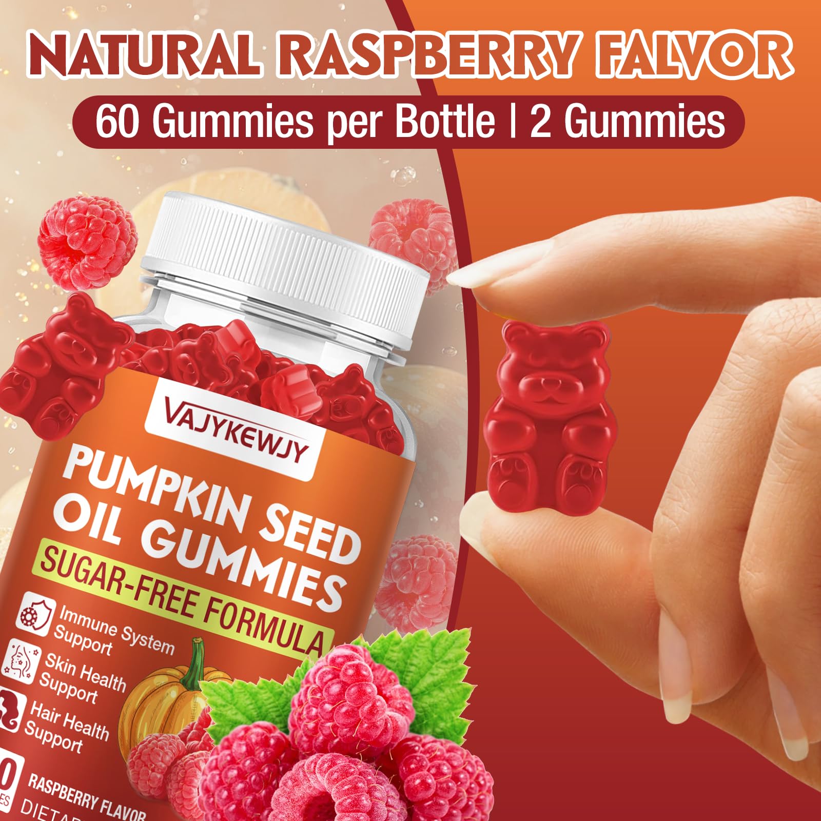 VAJYKEWJY vegan gummies badge indicating plant based formula