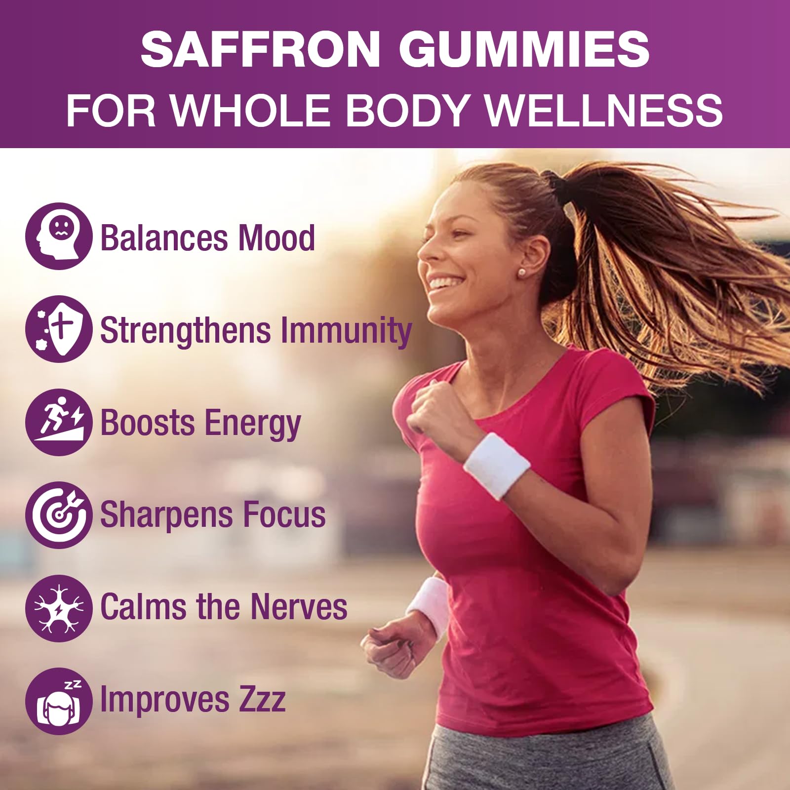VAJYKEWJY Saffron Gummies label highlights saffron extract and vitamins