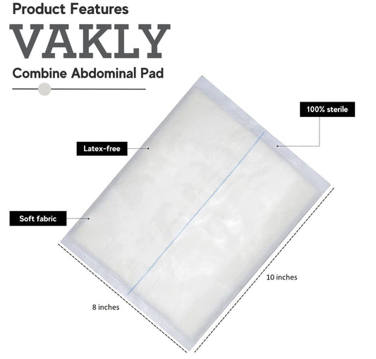 Vakly ABD Combine Pad absorbs drainage while preventing sticking to wounds.