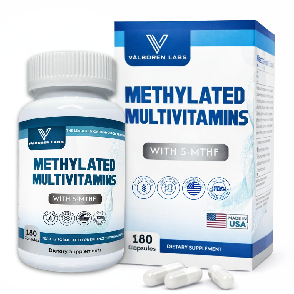 Valboren Labs methylated multivitamin bottle offers comprehensive daily support for adults.