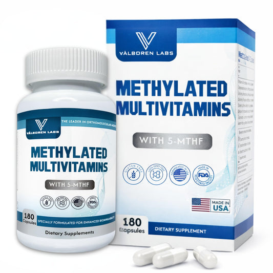Valboren Labs methylated multivitamin bottle offers comprehensive daily support for adults.
