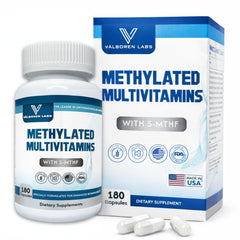 Valboren Labs methylated multivitamin bottle offers comprehensive daily support for adults.