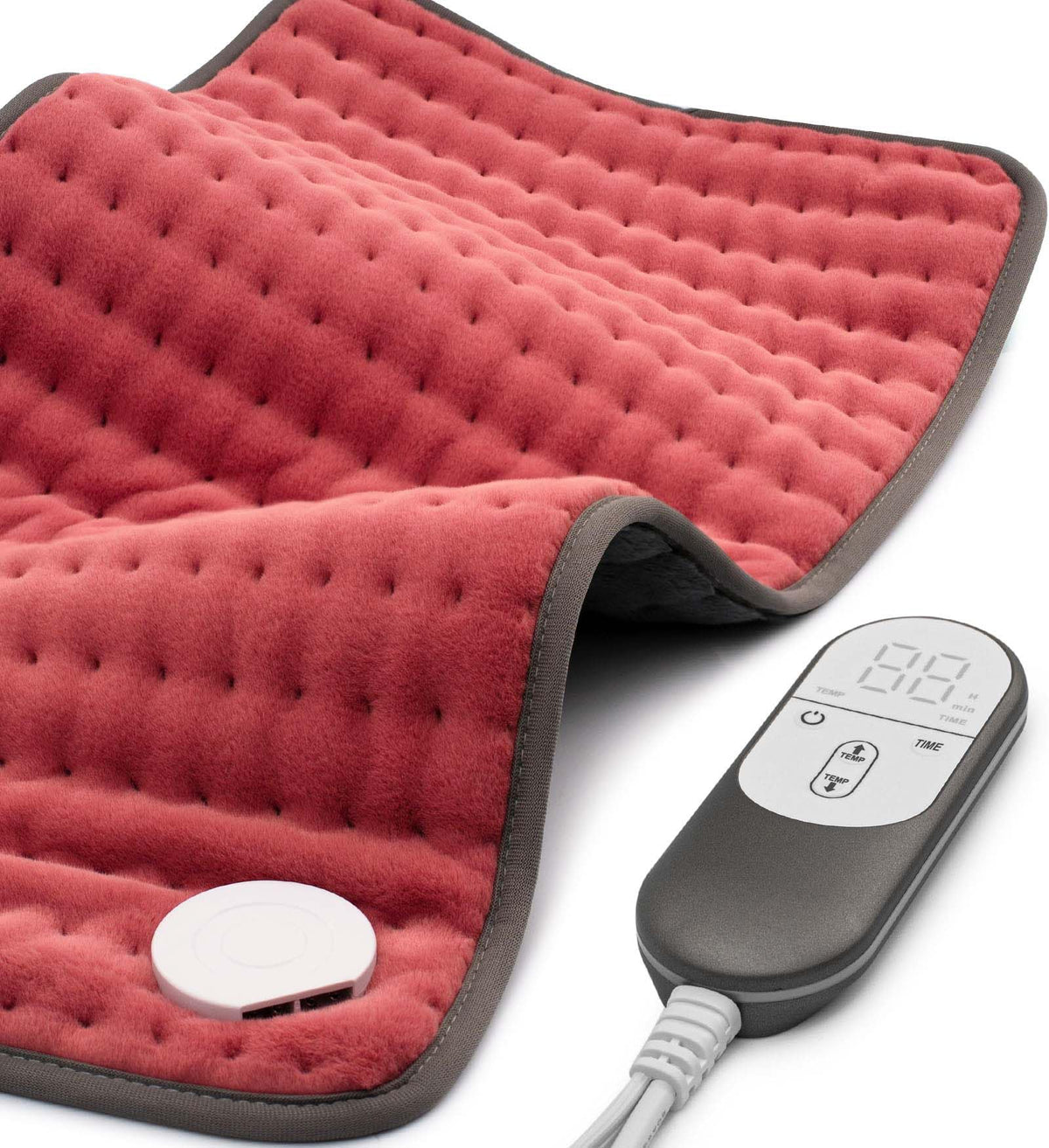 VALGELUIK heating pad on a sofa delivering targeted back and shoulder warmth